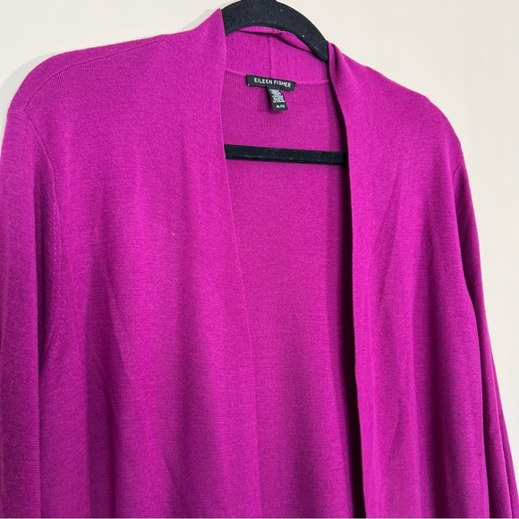 Eileen Fisher Cerise Open Front Cardigan - 100% Superfine Merino Wool - EUC - Picture 3 of 10